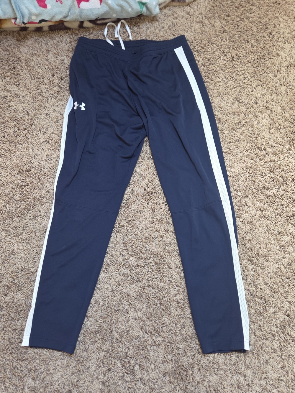 Under Armour Navy Joggers with White Side Stripes